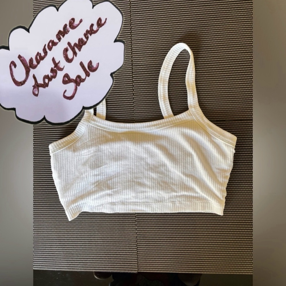 ALO Yoga XS White Ribbed Cotton Tank Sports Bra